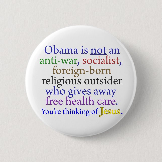 Macaron Rond 5 Cm Obama et Jésus (Devant)