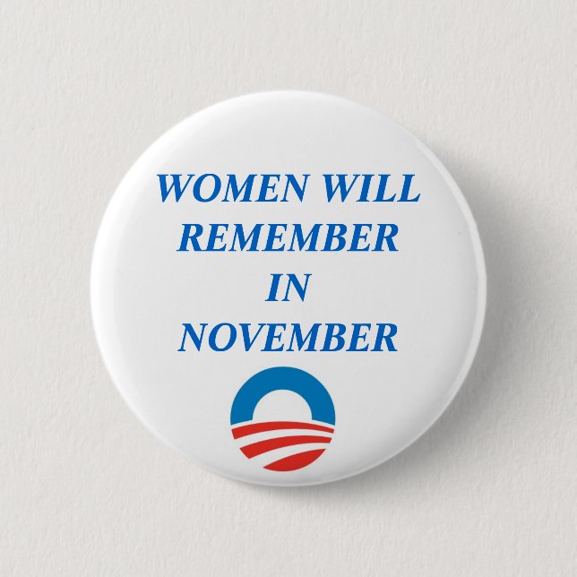 MACARON ROND 5 CM OBAMA, FEMMES SE RAPPELLERA EN NOVEMBRE LE BOUTON (Devant)