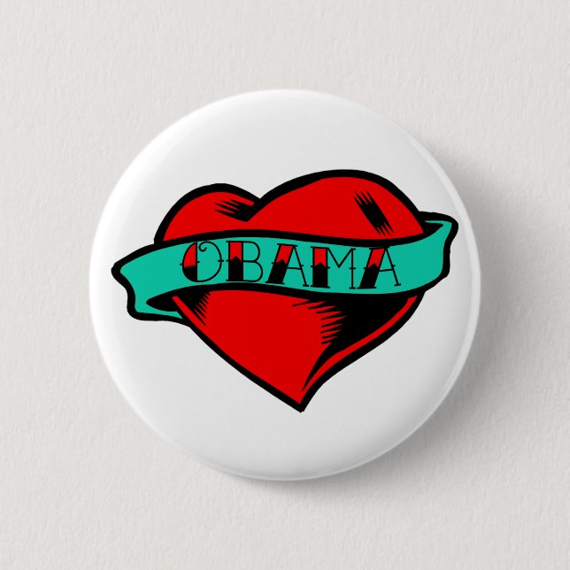 Macaron Rond 5 Cm Obama Heart Tattoo (Devant)