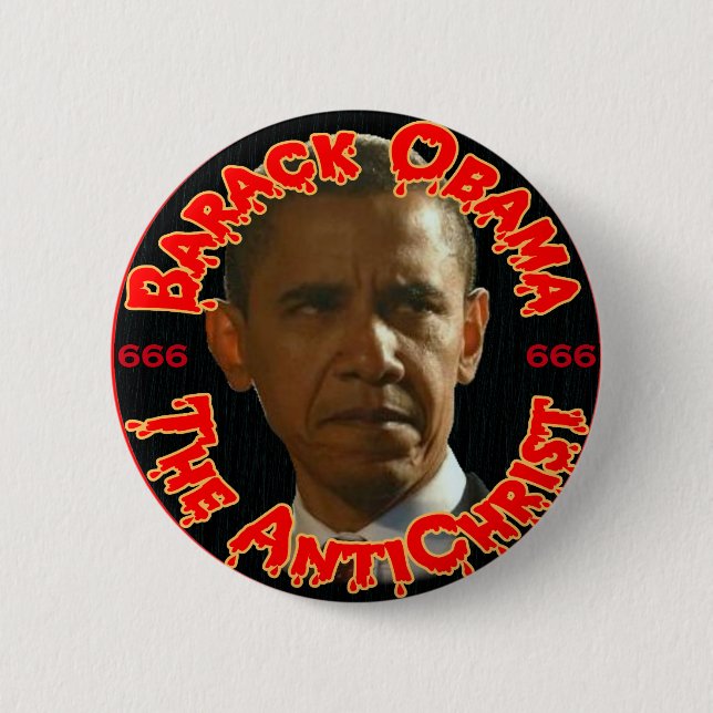 Macaron Rond 5 Cm Obama l'antichriste (Devant)