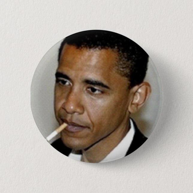 MACARON ROND 5 CM OBAMA, MERCI POUR LE TABAGISME (Devant)