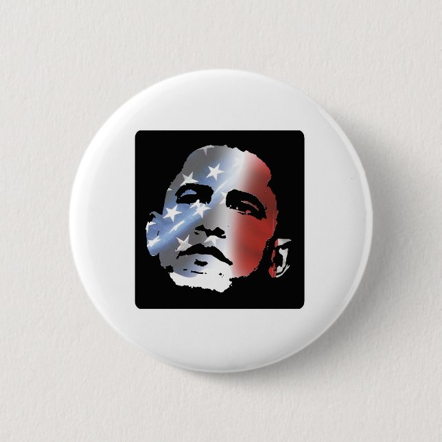 Macaron Rond 5 Cm Obama Patriot (Devant)
