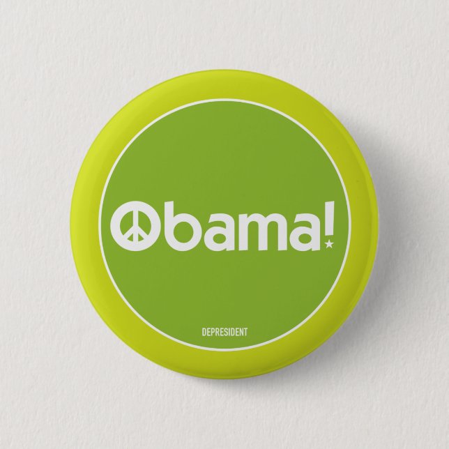 Macaron Rond 5 Cm Obama pour le bouton de vert de paix (Devant)