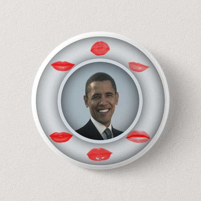 Macaron Rond 5 Cm Obama s'embrasse (Devant)