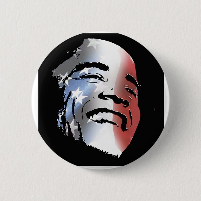 Macaron Rond 5 Cm Obama StStripe 3black (Devant)