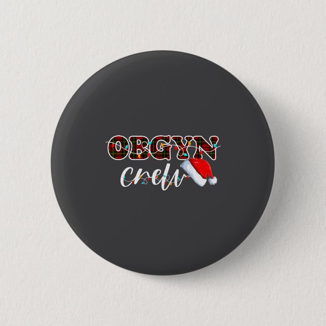 Macaron Rond 5 Cm Obgyn Crew Christmas Lights Santa Hat  (Devant)