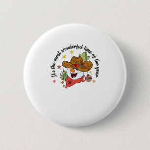 Macaron Rond 5 Cm Occidental C'Est Le Plus Merveilleux Cowboy Snowma