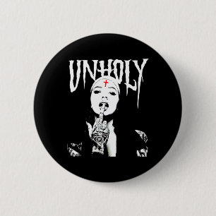 Macaron Rond 5 Cm Occulte Gothique Sombre Nun Satanique Tattoos Unho