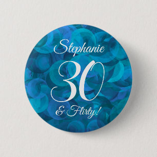 Macaron Rond 5 Cm Ocean Blue 30 et Flirty Birthday Party