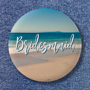 Macaron Rond 5 Cm Ocean Blue Pittoresque Beach Photo Bridesmaid