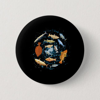Macaron Rond 5 Cm Ocean Underwater School of Fish Sea Animal