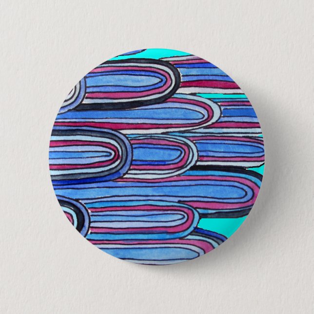 Macaron Rond 5 Cm Ocean Waves aqua blue pattern (Devant)