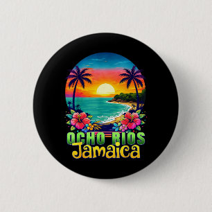 Macaron Rond 5 Cm Ocho Rios Jamaïque Plage Tropical Sunset Été