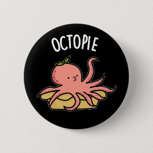 Macaron Rond 5 Cm Octo-pie Funny Octopus Pie Pun Pie Dark BG