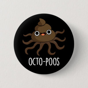 Macaron Rond 5 Cm Octo-poos Funny Octopus Pun Dark BG