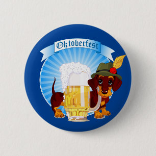Macaron Rond 5 Cm Octoberfest Wiener Dog
