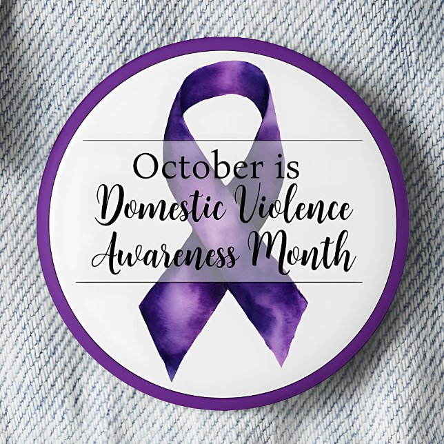 Macaron Rond 5 Cm Octobre Mois de sensibilisation à la violence dome (October is Domestic Violence Awareness Month pinback button.)