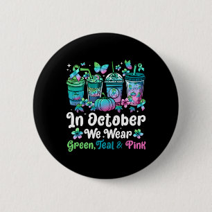 Macaron Rond 5 Cm Octobre Nous Portons Vert Turquoise Rose Mbc Sensi