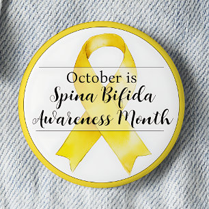 Macaron Rond 5 Cm Octobre Spina Bifida Mois de sensibilisation Ruban