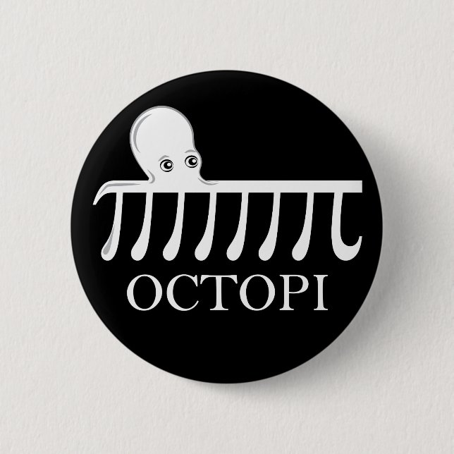Macaron Rond 5 Cm Octopi - Funny Pi Octopus Math (Devant)