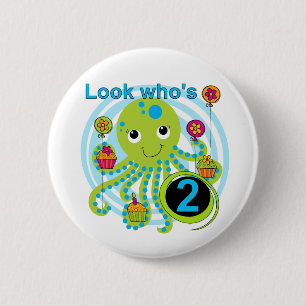 Macaron Rond 5 Cm Octopus 2e anniversaire T-shirts et cadeaux