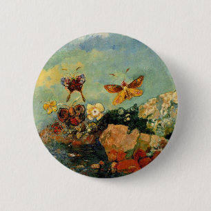 Macaron Rond 5 Cm Odilon Redon - Papillons, célèbre peinture,