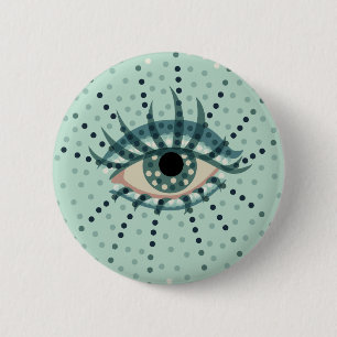 Macaron Rond 5 Cm Oeil bizarre avec des points Art psychédélique Abs