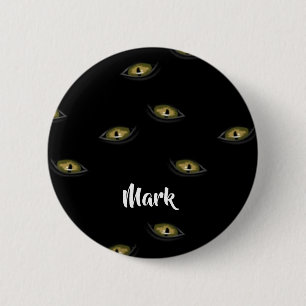 Macaron Rond 5 Cm Oeil chat de nom personnalisé en noir