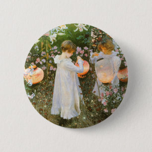 Macaron Rond 5 Cm Œillet, Lys, Lys, Rose de John Singer Sargent
