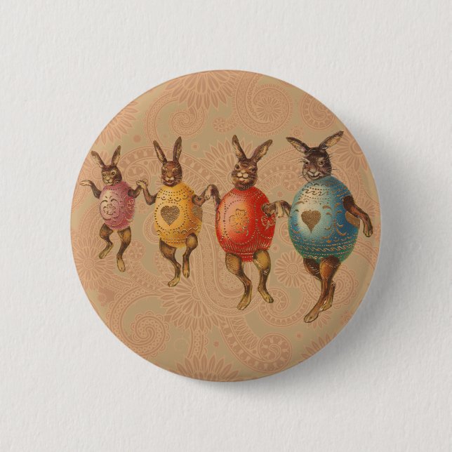 Macaron Rond 5 Cm Oeufs dansants lapins de Pâques (Devant)