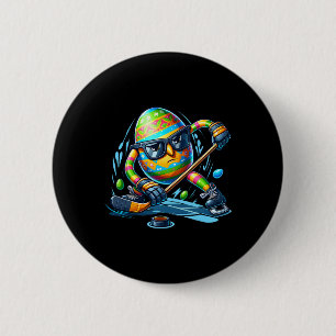Macaron Rond 5 Cm Œufs de joueur de hockey de Pâques Lapin Œufs Lapi