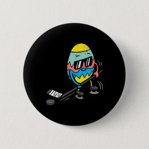 Macaron Rond 5 Cm Oeufs de Pâques Jouer Ice Hockey Cute Sports Homme