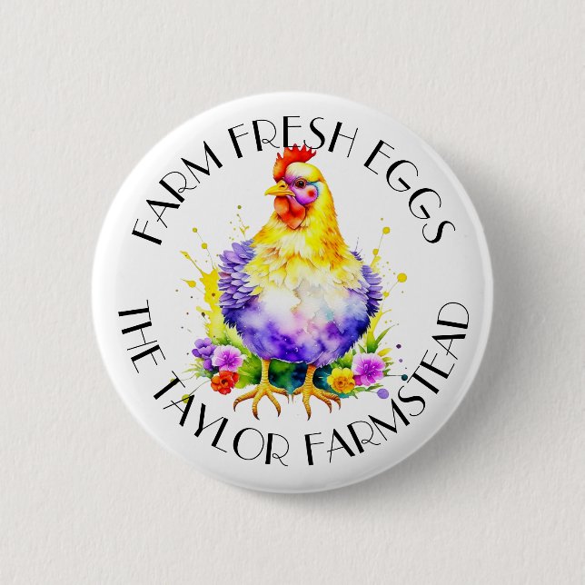 Macaron Rond 5 Cm Oeufs frais de ferme | Personnalisé (Devant)