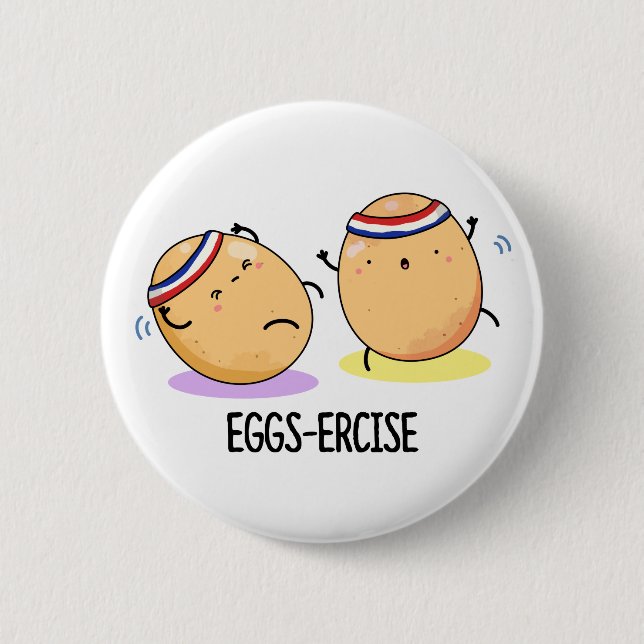 Macaron Rond 5 Cm Oeufs Percer Funny Aerobic Eggs Pun (Devant)