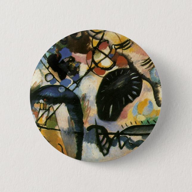 Macaron Rond 5 Cm Oeuvre Abstraite de Kandinsky Black Spot (Devant)