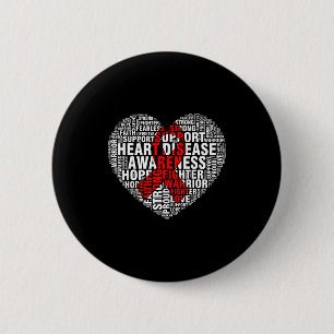 Macaron Rond 5 Cm Œuvre d'art Cœur Ruban Rouge Sensibilisation à la