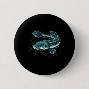 Macaron Rond 5 Cm Œuvre d'art de pêche vintage poisson-chat marcheur