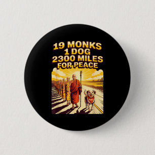 Macaron Rond 5 Cm Œuvre d'art des moines bouddhistes pour la marche