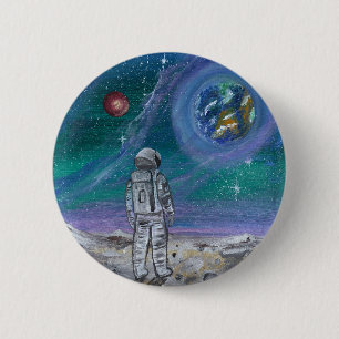Macaron Rond 5 Cm Œuvre d'art faite main - Vue de la Terre