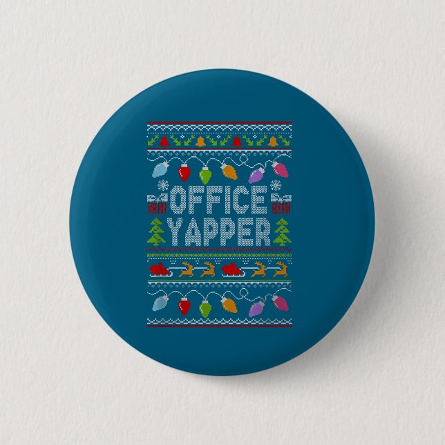 Macaron Rond 5 Cm Office Yapper Ugly Sweater Christmas  (Devant)