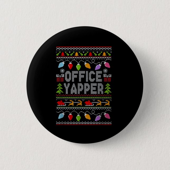 Macaron Rond 5 Cm Office Yapper Ugly Sweater Christmas  (Devant)