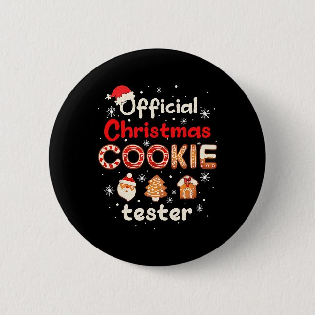 Macaron Rond 5 Cm Official Christmas Cookie Tester Taster King Crew  (Devant)