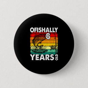 Macaron Rond 5 Cm Officiellement 6 ans drôle anniversaire pêche