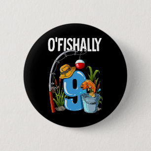 Macaron Rond 5 Cm O'fishally 9 ans 9ème anniversaire pêche