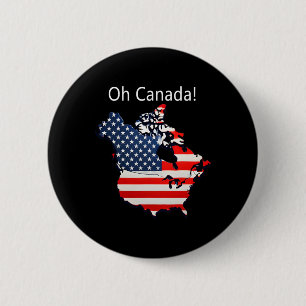Macaron Rond 5 Cm Oh Canada Funny Trump Canada Carte des États-Unis