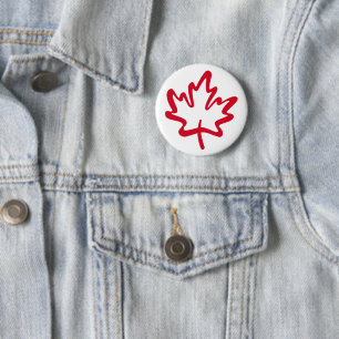 Macaron Rond 5 Cm Oh Canada ! Jour Big Red Maple Leaf