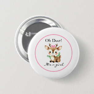 Macaron Rond 5 Cm Oh Cerf C'est Une Fille Baby Shower Party