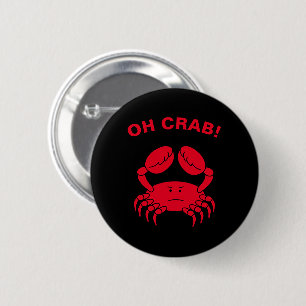 Macaron Rond 5 Cm Oh Crab Funky Marine Life Animal de mer Crabby Pun