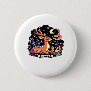Macaron Rond 5 Cm Oh Deer Contemporain Vibe Graphique 