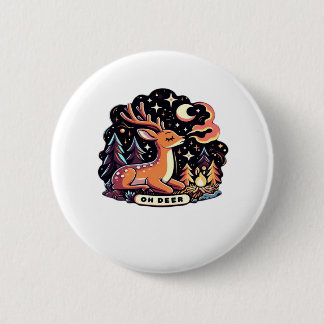 Macaron Rond 5 Cm Oh Deer Contemporain Vibe Graphique